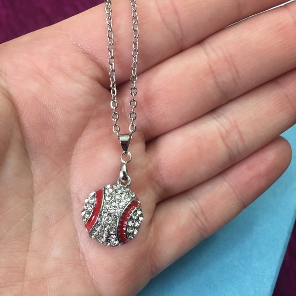 Baseball Crystal Rhinestone Necklace - Picture 4 of 6